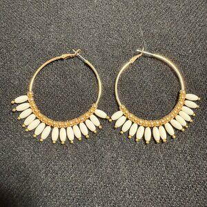 Kinsley Armelle White Beaded Hoops
